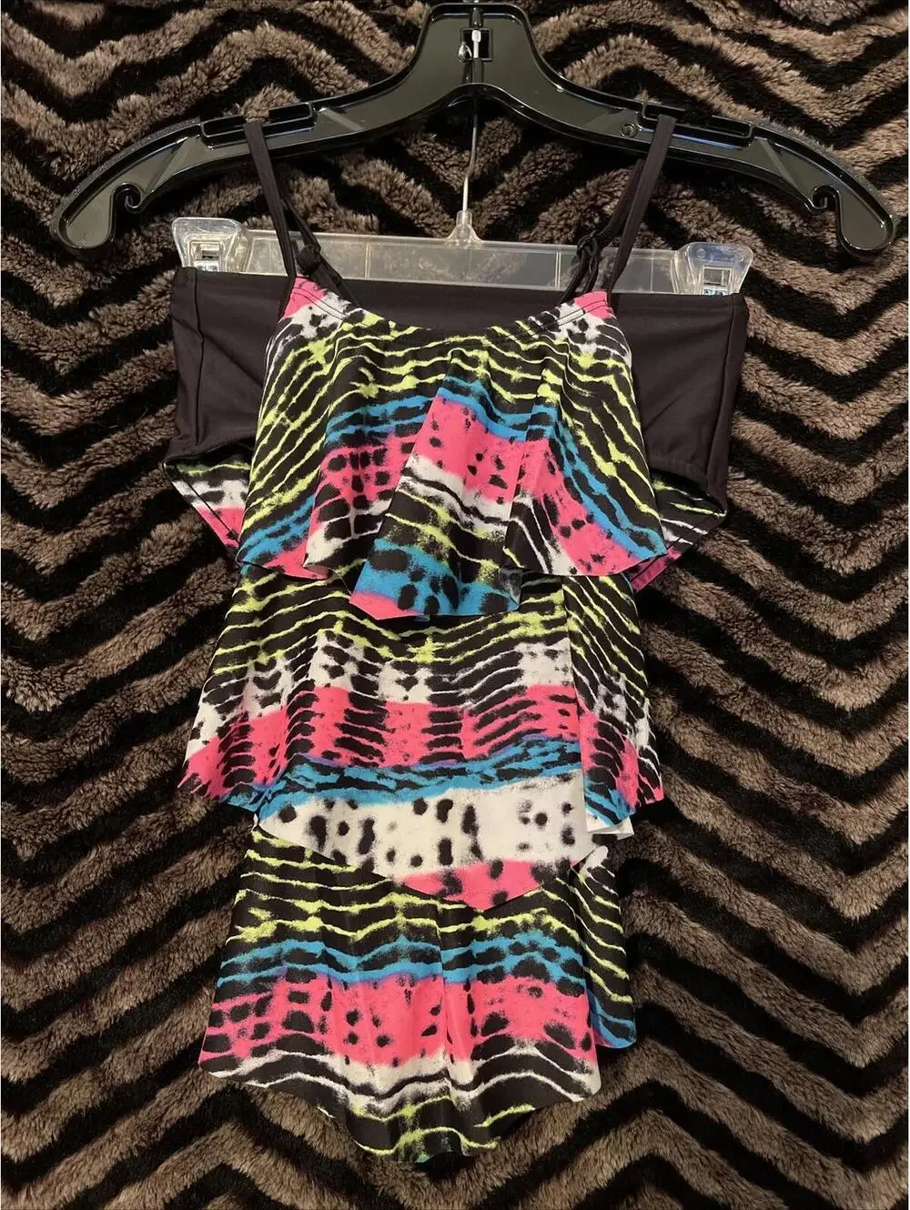 Justice Girls Size 8 Tie Dye 2 Piece Reversible Bottoms Swimsuit Set NWT! M655